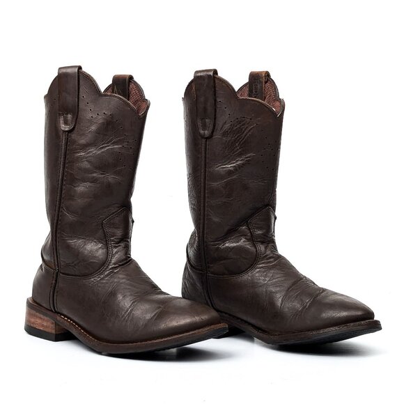 Redhead Men Brown Leather Western Cowboy Pull on Boots size 7.5 - Picture 1 of 7